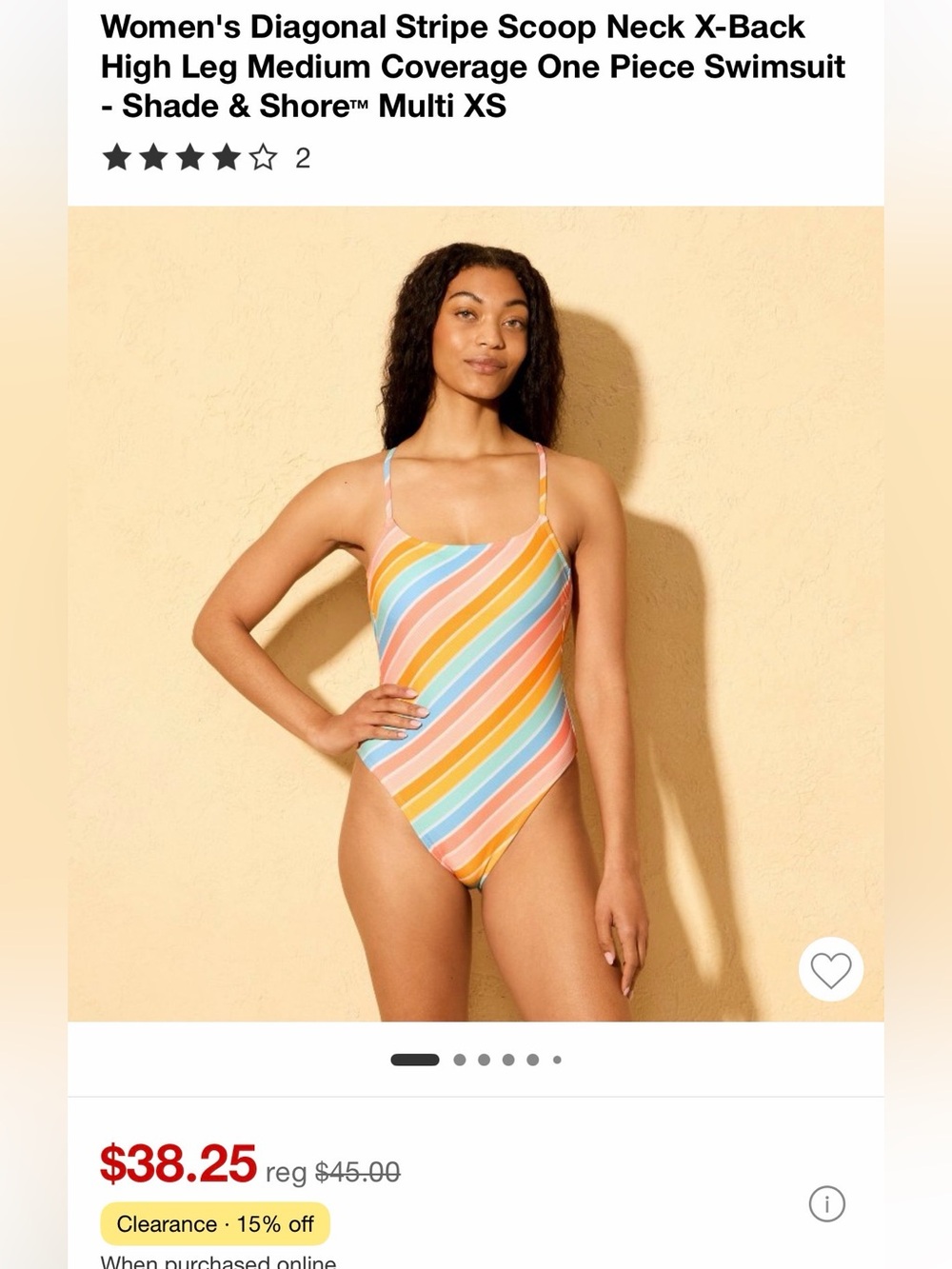 Shade & Shore Women's Diagonal Stripe Scoop Neck One Piece Swimsuit XS